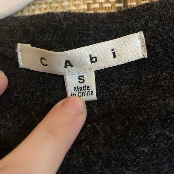 CAbi Wool Jacket Coat Buttons Woman Size Small Black Grey Short Fashion Coat - Picture 3 of 4